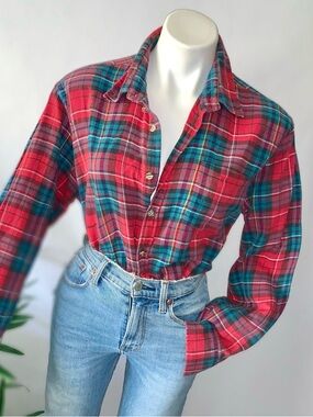 v i n t a g e :: 90s Soft Plaid Cotton Flannel Shirt
